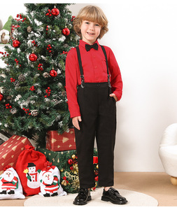 Ensemble de vêtements pour bébé garçon de 1 an, style britannique, pour Halloween, comprenant une robe et un salopette, idéal pour le porteur d'alliances - Product Image 2