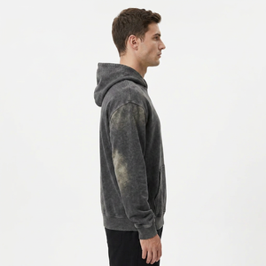 Men's Washed 100% Cotton Hoodie Zipper Front Regular Fit Casual Solid Color French Terry Sweatshirt Autumn Wear - Product Image 4