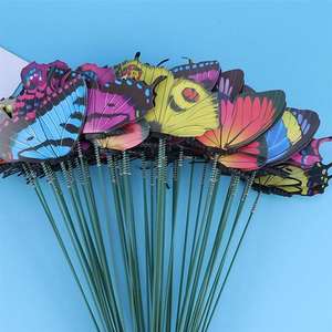 แจกันดอกไม้ทำจากพีวีซีจำลอง,กระถางดอกไม้พลาสติกสำหรับตกแต่งสวนงานประดิษฐ์ผีเสื้อสีเขียวจำนวน50ชิ้น - Product Image 3