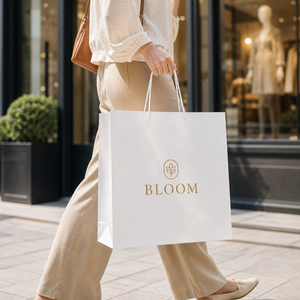 Bolsas <span class=keywords><strong>de</strong></span> <span class=keywords><strong>Papel</strong></span> para Compras con Logotipo Personalizado al por Mayor, <span class=keywords><strong>Kraft</strong></span> Blanco, 4 Tamaños, 12 Colores, Lámina Dorada, OEM, Diseño Gratuito, MOQ 100 - Product Image 4