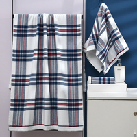 Ensemble de serviettes de bain en coton, jacquard à carreaux classiques, doux et absorbant pour la maison, l'hôtel, le spa, la salle de bain, BCI OEKO-TEX BSCI, logo personnalisé OEM ODM