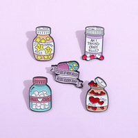 Broches fantaisie en forme de flacon de médicament, badges en émail métallique, accessoires vestimentaires, souvenirs de sac – Vente en gros