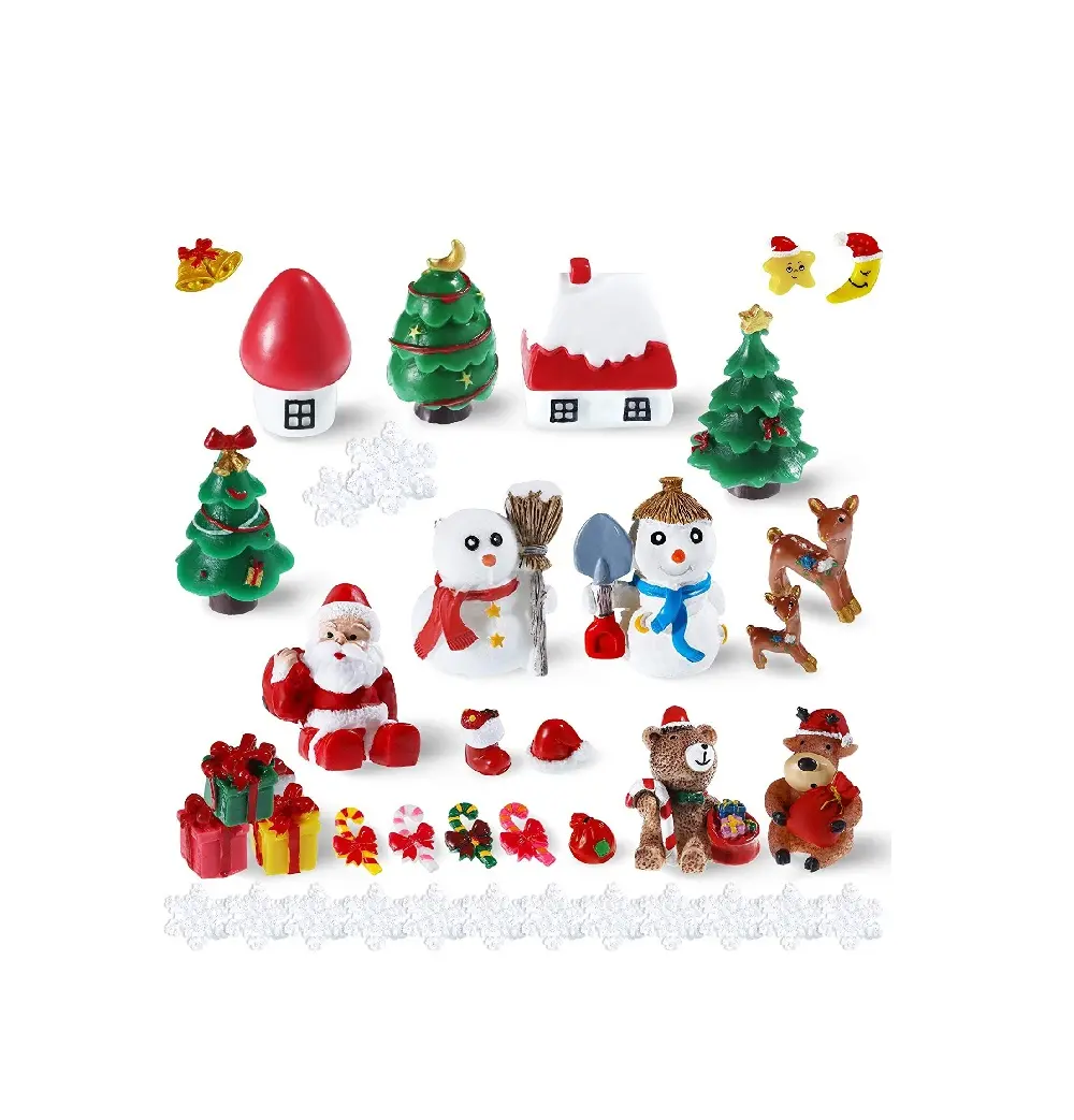 Adornos de Navidad Mini Figuras de Estilo de Navidad Árbol de Navidad de Papá Noel Decoración de Navidad de Dibujos Animados Lindo para Decoración de Fiesta de Jardín Santa Claus Muñeca