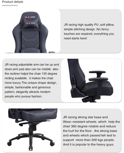 Chaise de jeu d'ordinateur avec style de course et support de dossier haut optimisé pour les configurations de bureau et les amateurs de cuir - Product Image 6