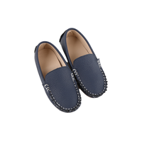 Chaussures mocassins en cuir véritable bleu marine, design à surpiqûres, semelles flexibles et durables, polyvalentes pour toutes les occasions
