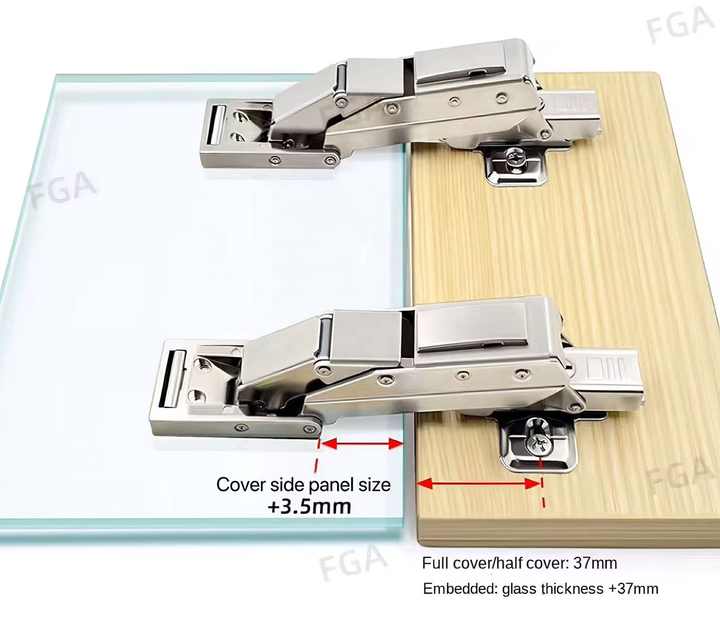 110 Degree Frameless Glass Door Hinge Mirror Damping Zinc Alloy