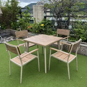 Conjunto de cadeiras de mesa para exterior, 4/6 lugares, móveis de jardim e pátio, mesa de centro e cadeiras de alumínio