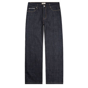 Wholesale Custom Lable Japanese Selvedge Denim <b>Jeans</b> Heavyweight Baggy Straight <b>Jeans</b> Dark Blue Causal Raw Denim <b>Jeans</b> Men - Product Image 2
