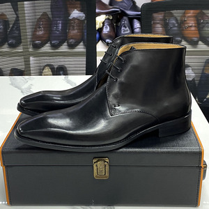Livraison directe chaussures de mariage formelles en cuir véritable pour hommes bottes à lacets antidérapantes respirantes hauteur de bottes Midi - Product Image 6