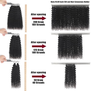 Extensions de <span class=keywords><strong>cheveux</strong></span> au crochet 10A, bouclées crépues, pour femmes noires, 18 pouces, 50g, 40 mèches, ondulations profondes, invisibles, pré-séparées, effet plume - Product Image 2