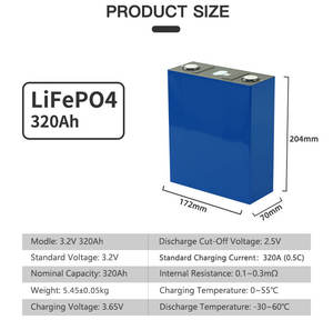 6000周期棱柱形3.2伏锂离子电池280AH至340AH范围310AH 314AH 320AH 340AH型号 - Product Image 4