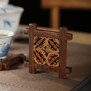 Walnut Tea Coaster Set Chinese Style Handmade Heat Insulation Mat For Tea Cup Tea Tray Anti Scalding Pad Set - Product Image 3