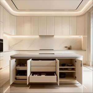 Armoires de cuisine modernes, armoires de rangement modulaires en bois de luxe personnalisées, ensemble complet, livraison rapide, prêt à assembler - Product Image 3