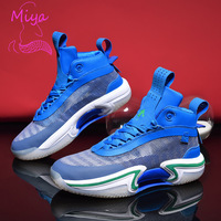 R-09 haute qualité adolescent étudiants chaussures de basket-ball en gros haut haut maille supérieur respirant couleur Patchwork homme sport Sneaker