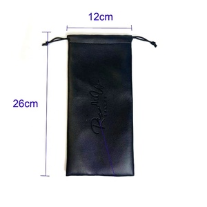 Bolsa de Piel Sintética Negra de Lujo con Cordón y Logotipo Grabado Personalizado para Empacar Joyas y Herramientas - Product Image 2