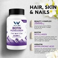 Vitamines pour cheveux, peau et ongles pour adultes, mélange de biotine et de collagène, beauté naturelle, 60 capsules, OEM ODM, marque personnalisée