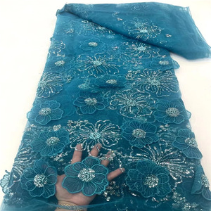 قماش شبكي مطرز ثلاثي الأبعاد جديد ، أنبوب مطرز بالترتر بنمط حيوان ، قماش بوليستر غير مطاطي للملابس الجاهزة - Product Image 6