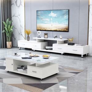 <span class=keywords><strong>Tavolino</strong></span> da Caffè in Vetro Nero e Mobile <span class=keywords><strong>TV</strong></span> Bianco di Alta Qualità con <span class=keywords><strong>Basso</strong></span> MOQ - Product Image 4