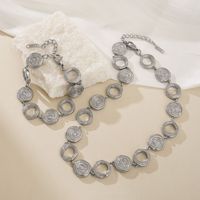 2025 Set kalung gelang lingkaran Vintage berlapis emas Premium Aksesori baja tahan karat mode baru untuk hadiah pesta pernikahan
