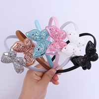 Serre-tête fin papillon scintillant pour enfants, joli bandeau à sequins avec nœud pour filles, MOQ 50+, accessoire capillaire cadeau