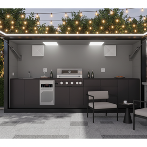 Cuisine Modulaire Moderne avec Grill Électrique, Construction en Acier Inoxydable, Évier, Dosseret et Plan de Travail Stratifié pour Usage Domestique - Product Image 1