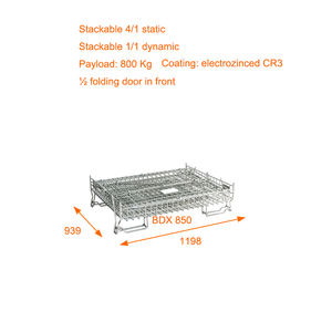 1198x939xh1018mm מגולוון מחזור מתכת מתקפלת - Product Image 4