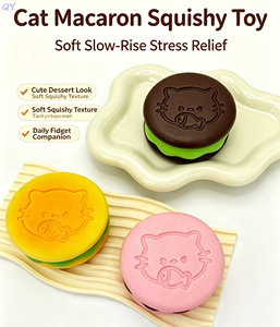 Juguete Blandito de Gato con Relieve de Macaron QY, Juguete Sensorial de Compresión de Ascenso Lento, Alivio del Estrés, Regalo Decorativo para Niños - Product Image 3