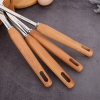 Ensemble d'ustensiles de cuisine en acier inoxydable 304, 8 pièces, outils de cuisson avec manche en bois massif pour la maison