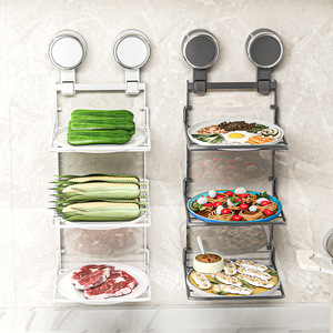 Suction Cup Vegetable Preparation Rack Three Layer Wall Mounted Storage Tray Multifunctional Kitchen Organizer - Product Image 2