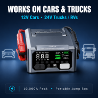 Démarreur de Voiture Portable 63000mAh 12V 24V 10000A avec Gonfleur de Pneus, Batterie Externe, Chargement USB, Écran LED et Protection Anti-étincelles