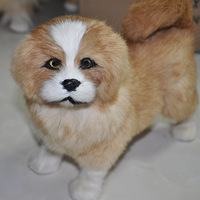 Figurine réaliste de chien Pekingais faite à la main, réplique d'animal de compagnie en peluche bionique, décoration pour la maison ou cadeau pour les amateurs de chiens