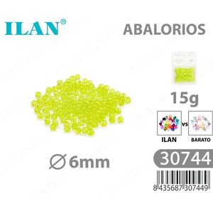 Ilan Abalorios Perline rotonde trasparenti gialle da 6 mm 15 g per la creazione di gioielli - Product Image 1