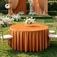 Nappe en velours hollandais ANNIELU, couleur unie, longueur au sol, pour table ronde, idéale pour mariage, banquet, fête, événements, décoration