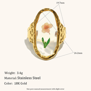 Anello Apribile Dingran in Stile Europeo e Americano, Fatto a Mano in Acciaio Inox Placcato Oro 18K <span class=keywords><strong>con</strong></span> Motivo a Margherita e Fiore di Ciliegio - Product Image 4