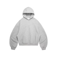 Sudaderas con Capucha Cortas de Hip Hop con Hombros Caídos, Lisas, de Corte Holgado, de Alta Calidad, Estilo Urbano, Oversize, de Algodón Grueso
