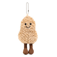 Porte-clés mignon en peluche 3D en forme de cacahuète de dessin animé avec mousqueton, pendentif de sac, cadeau pour fille, vente en gros