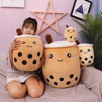 Boneka Plush Cangkir Boba Milk Tea dengan Isian Kapas Super Lembut Bahan Poliester Aksesoris Dapat Dicuci