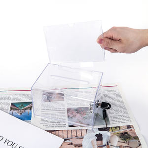 Customization Plastic <b>Suggestion</b> <b>Box</b> Storage Organizer Desk with Advertising Holder for Custom Logo - Product Image 3