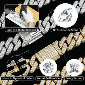 Cadena Cubana Miami, Chapada en Plata de Ley, con Incrustaciones de Moissanita VVS DEF, Estilo Rómbico de 12 mm, Joyería Hip Hop para Hombre, Regalo - Product Image 5