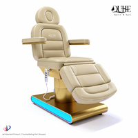 Lit de beauté de salon de luxe à 4 moteurs, lit électrique pour le visage, base dorée, chaise pour les cils, table de massage inclinable et lit pour les cils