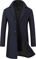 Manteau Trench en Laine pour Homme Yimai, Coupe Slim, Double Boutonnage, Imperméable, Épais, Vêtement d'Hiver