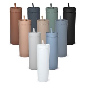 Wholesale 16Oz Acrylic Skinny Matte Colored <b>Cups</b> <b>Lids</b> <b>and</b> <b>Straws</b> Double Wall Plastic Tumblers With <b>Straw</b> - Product Image 2