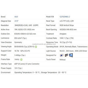 Nuevo panel LCD industrial original de 27 pulgadas, 3840 × 2160, 4K UHD, para señalización digital y equipos de imágenes médicas, G270ZAN01.2 - Product Image 4