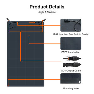 Panel Solar Fotovoltaico <span class=keywords><strong>Flexible</strong></span> Glory Solar de 200W, Personalizado, Totalmente Negro, con Celdas BC, 23% de Eficiencia, para Uso Residencial en Techos y Balcones - Product Image 5