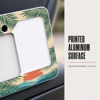 Cadre de plaque personnalisé avec impression Palm Sunset, support de plaque en aluminium, décoration tropicale côtière, 31 x 16 cm
