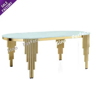 Tables de réception de luxe en acier inoxydable pour événements, hôtels, fêtes, mariages, en verre trempé transparent en gros - Product Image 2