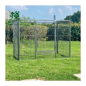 Wholesale high quality metal folded square tube multi-size reinforced pet cage dog fence free combination installation is easy