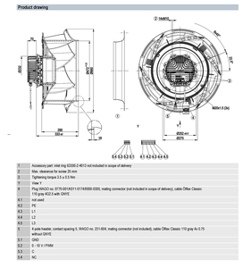 Ebm-papst พัดลมแบบแรงเหวี่ยง K3G560-RA24-03/F03 EC ประสิทธิภาพสูง560มม. ระบบจัดการอากาศ HVAC IP55 3500W - Product Image 4