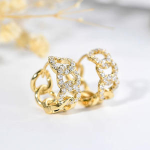 Orecchini E4085 con Diamanti Dorati, Placcati in Oro 22k, Taglio Brillante Rotondo, Diamanti Naturali, Gioielli di Lusso da Donna per Feste - Product Image 1