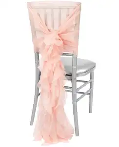 最畅销的褶边椅子靠背蝴蝶结花式椅套窗框，用于酒店宴会婚礼派对装饰